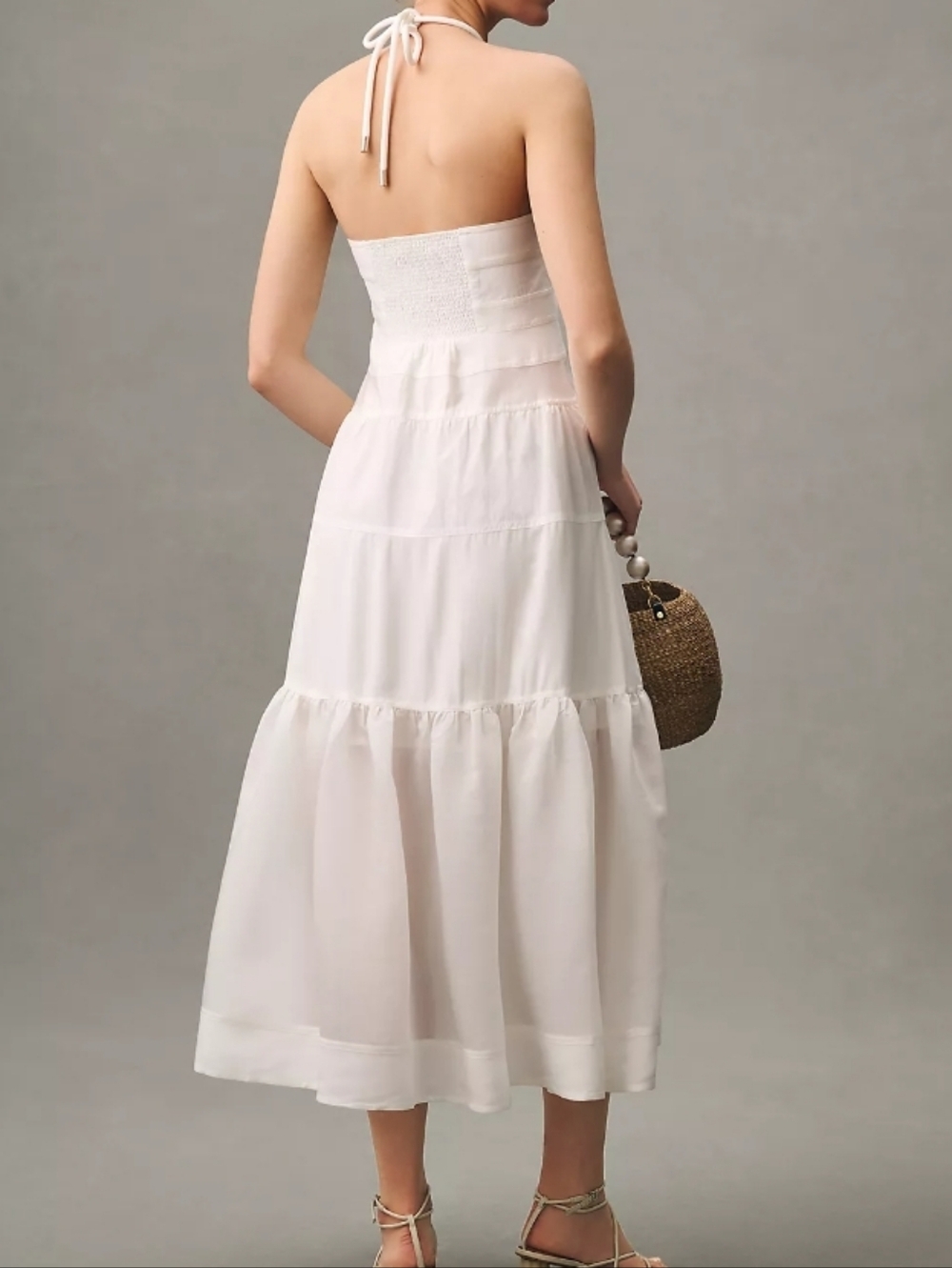 Mare Mare × Anthropologie Strapless White Halter Midi Dress Size Med Elegant - Picture 3 of 16